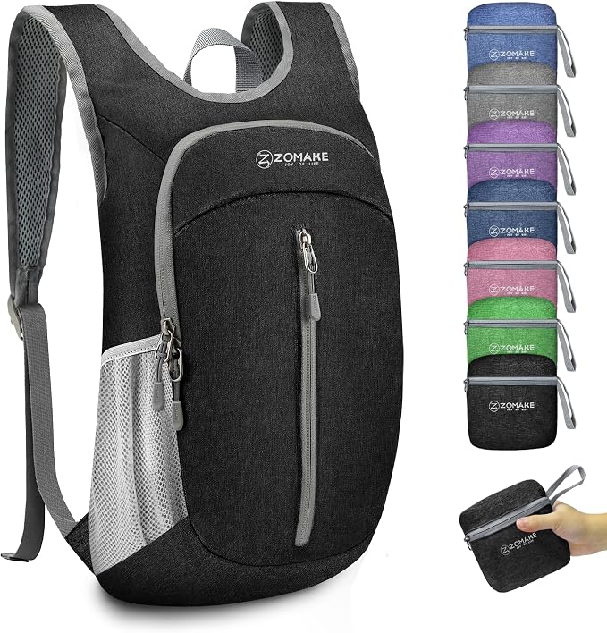 ZOMAKE 10L Ultra Lightweight Packable Backpack, Small Daypack Light Foldable by ZOMAKE
