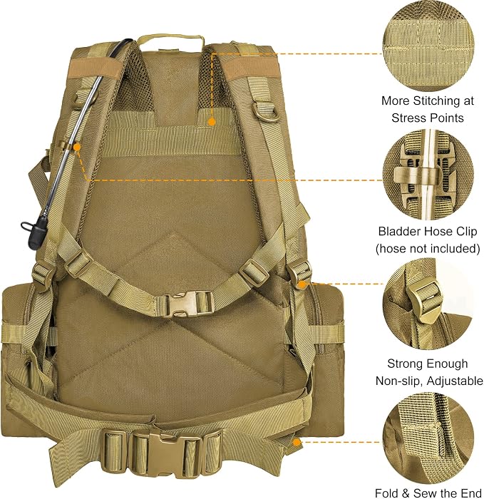 CVLIFE Tactical Backpack Military Army Rucksack 60L Large Assault Pack - Image 4