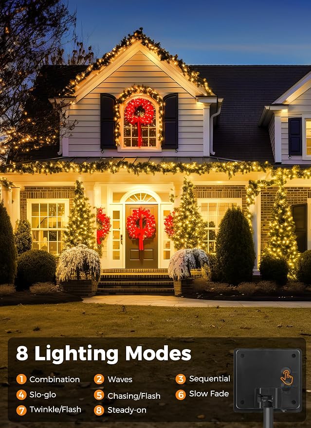 Solar String Lights Outdoor Waterproof, 2 Pack Total 144FT 400 LED Solar - Image 5