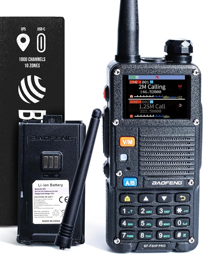 BAOFENG BF-F8HP PRO 10 W Tri-Band Two-Way Radio – UV-5R 7th Gen, 1000 Channels by BAOFENG