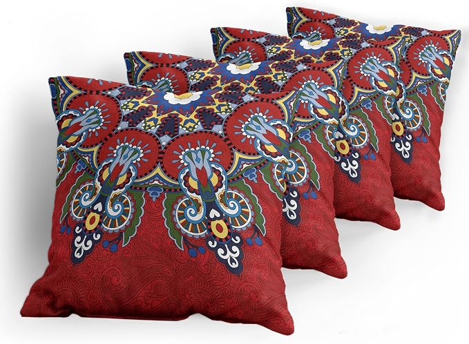 Ambesonne Mandala Throw Pillow Cushion Case Pack of 4, Color Jumble of Lace - Image 5