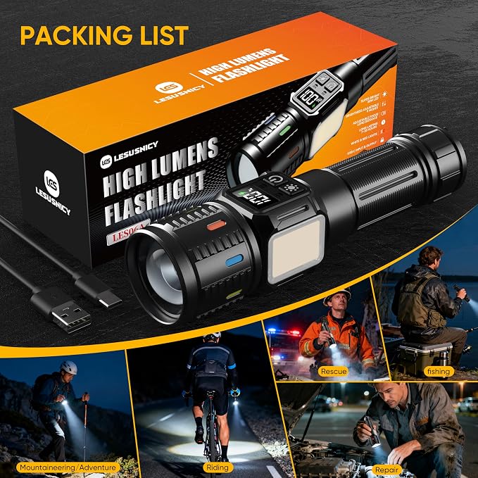 Rechargeable Flashlights High Lumens 100, Super Bright LED Flash Light Long - Image 7
