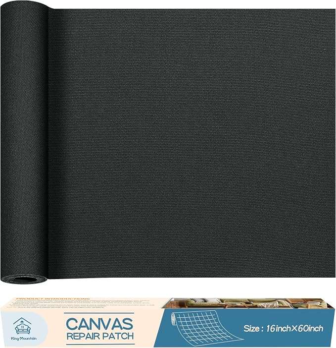 KING MOUNTAIN Canvas Repair Patch 16×60 Inch Self-Adhesive Waterproof Fabric by ForABetterHomeLife