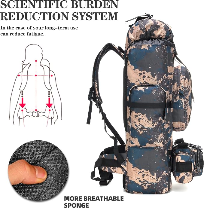 100L Camping Hiking Backpack, Molle military Tactical rucksack backpack - Image 6
