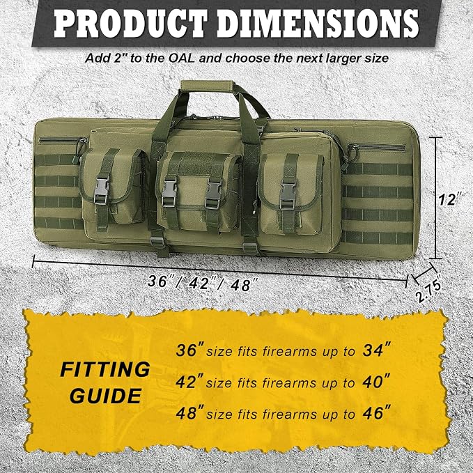 DULCE DOM 36 42 48 Inch Double Rifle Case, Tactical Soft Padded Backpack - Image 6