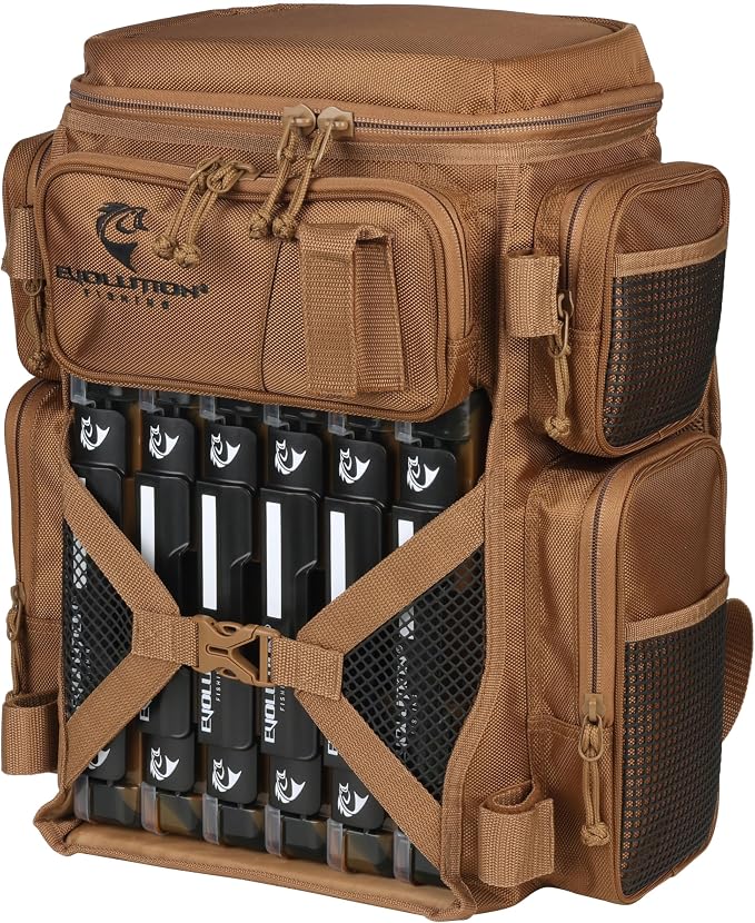 Evolution Fishing Drift Series Tackle Backpack, Outdoor Rucksack w/ 6 Fishing - Image 5