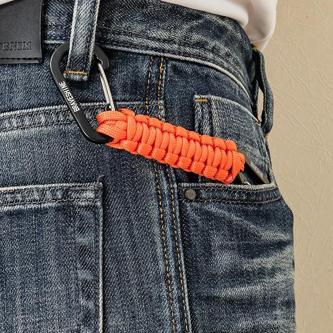 BRAVESHINE Paracord Keychain Carabiner Clip, D Ring Lanyard Hanger Stroller Hook - Image 4