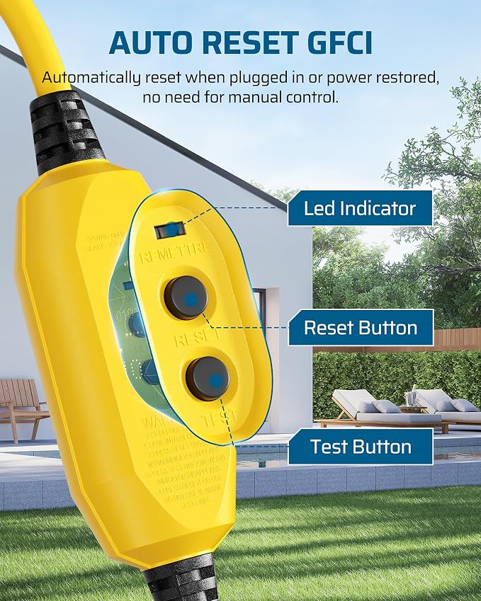 DEWENWILS 3FT GFCI Extension Cord Outdoor, 12/3 AWG SJTW Heavy Duty Power Cable - Image 4