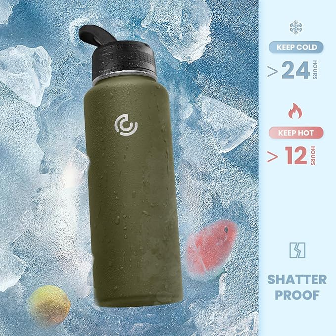 COKTIK 40oz Sports Water Bottle, Stainless Steel Water Bottle - Image 4