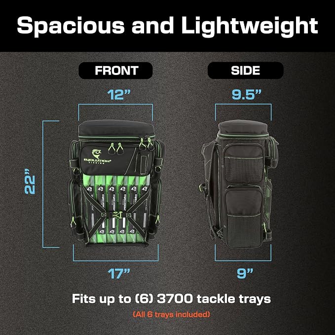Evolution Fishing Drift Series Tackle Backpack, Outdoor Rucksack w/ 6 Fishing - Image 2