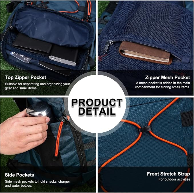 MOUNTAINTOP Hiking Backpack 35L Travel Backpack Lightweight Daypack - Image 7
