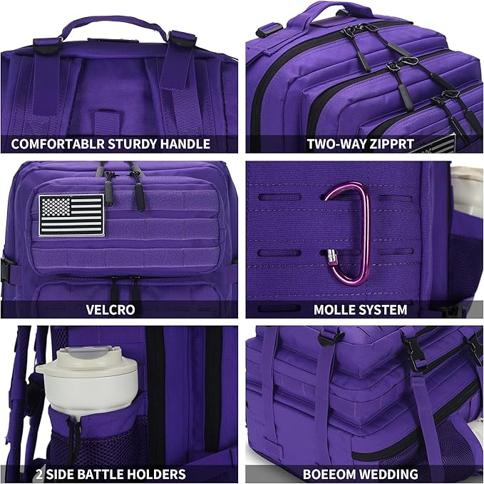 Sparklekle Military Tactical Backpack 45L 3 Day Assault Pack Waterproof Molle - Image 4