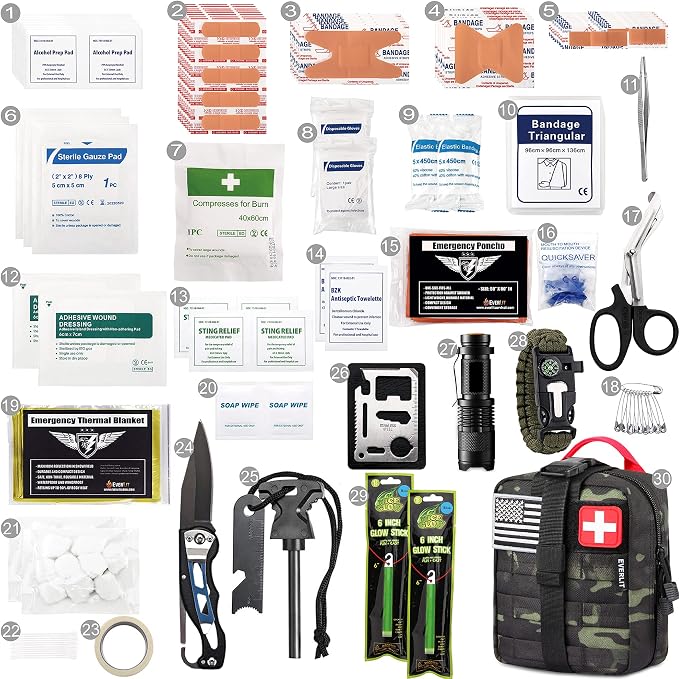 EVERLIT 250 Pieces Survival First Aid Kit IFAK EMT Molle Pouch Survival Kit - Image 3
