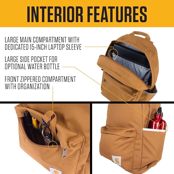 Carhartt 21L Classic Laptop Backpack, Water-Resistant Pack W/ 15" Laptop Sleeve - Image 3