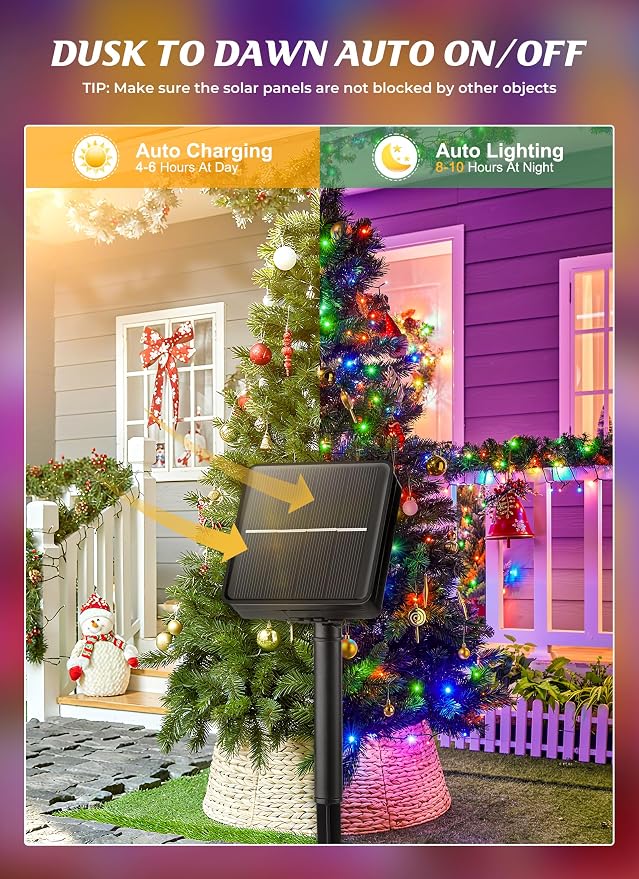 Brightown Solar String Lights Outdoor, 2 Pack Total 80FT 200 LED Solar Powered - Image 2