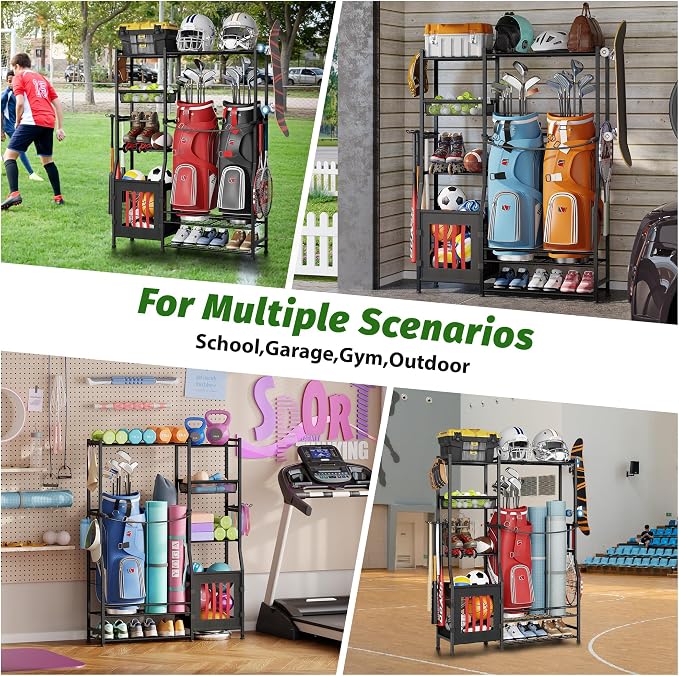 Sports Equipment Organizer Garage Organization, Golf Bag Storage Rack, Organizer - Image 5