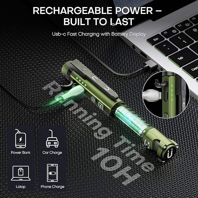 EDC Flashlight Rechargeable, 800 Lumen Small Flashlight - Image 3