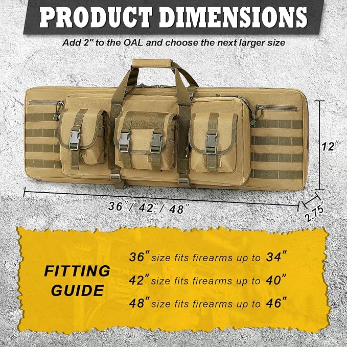DULCE DOM 36 42 48 Inch Double Rifle Case, Tactical Soft Padded Backpack - Image 6
