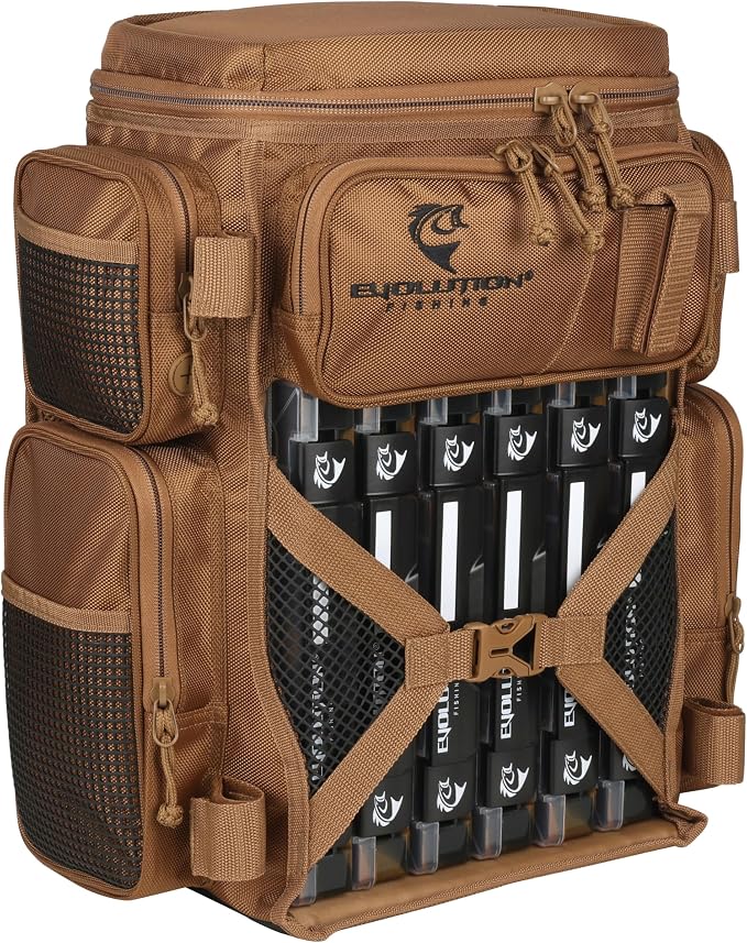 Evolution Fishing Drift Series Tackle Backpack, Outdoor Rucksack w/ 6 Fishing - Image 4