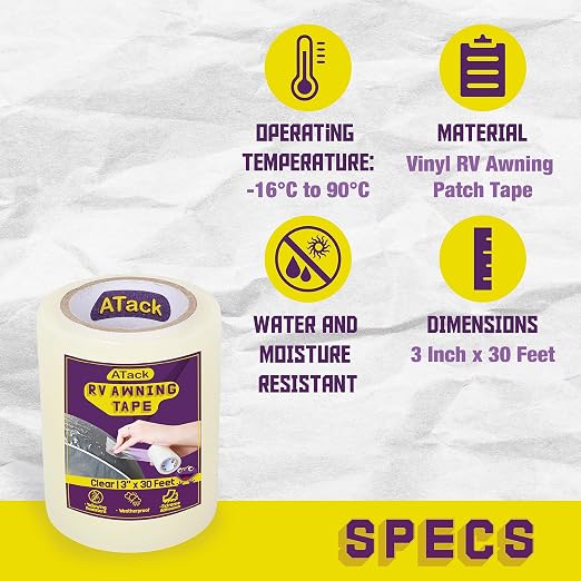 ATack RV Awning Repair Tape, Waterproof Rip Stop Patch and Tent Repair Tape - Image 2