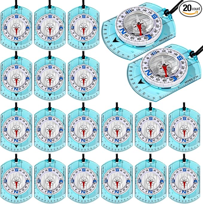 20 Pcs Acrylic Orienteering Compass Hiking Backpacking Survival Reliable by Unknown