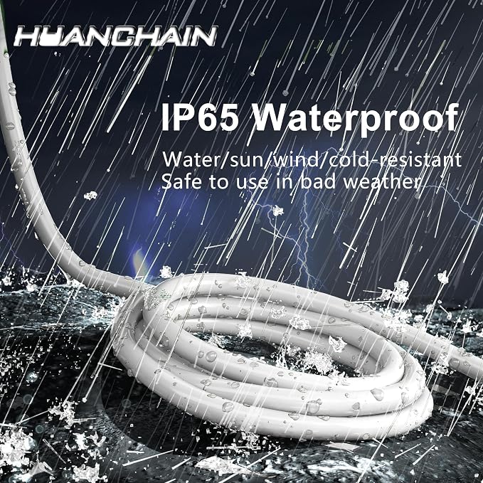 HUANCHAIN 13A 1625W 125V 16AWG 3 FT 16 Gauge White Indoor Outdoor Extension - Image 3