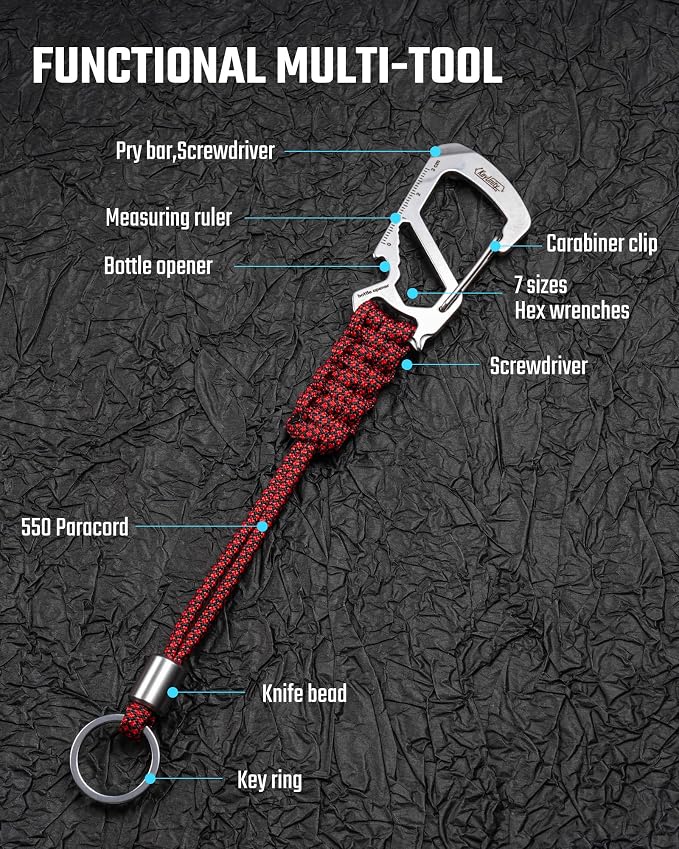 KeyUnity KC04 Paracord Keychain Carabiner Clip, Braided Lanyard - Image 4