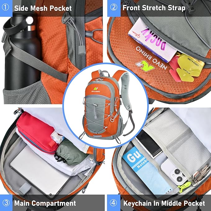 N NEVO RHINO Hiking Backpack 20L Water Resistant Outdoor Day Pack, Lightweight - Image 3