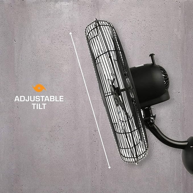Hurricane Pro High Velocity Oscillating Metal Wall Mount Fan w/ 3 Speeds - Image 3