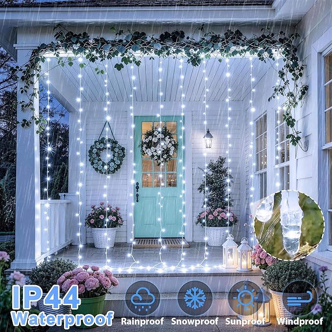 JMEXSUSS 300 LED 9.8x9.8Ft Curtain Lights Indoor - Image 8