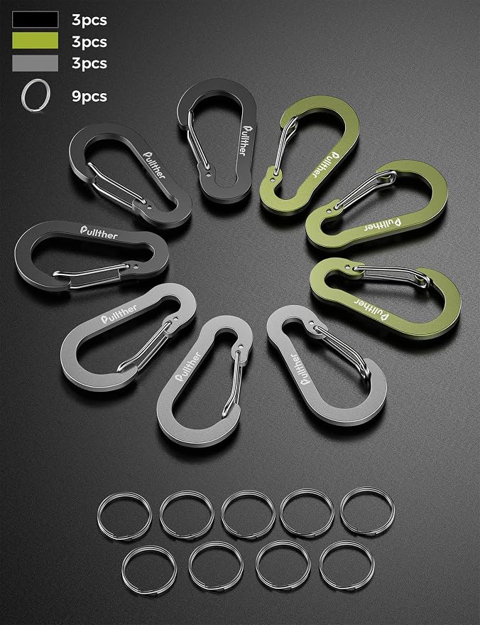 9PCS Carabiner Keychain Clip, 2.7" Large Aluminum Carabiner Clips - Image 7