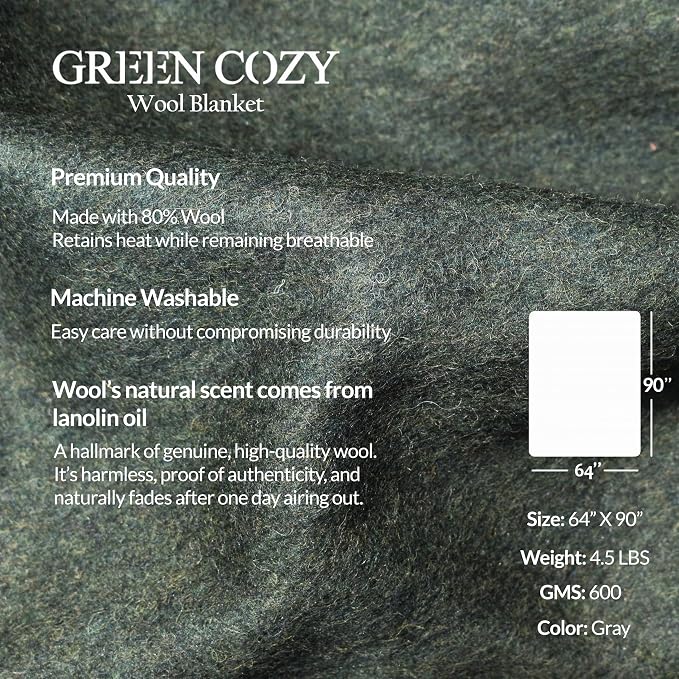 Military Style Wool Blanket – Cushioned, Breathable, Warm & Washable – - Image 6