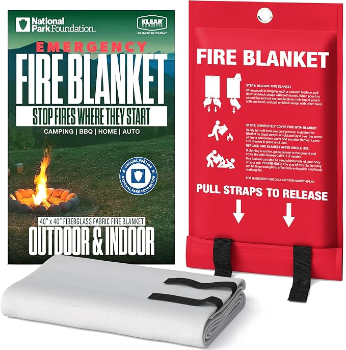 National Park Foundation Partner Emergency Fire Blanket, 40”x40” UM9 Fiberglass by KlearConcepts