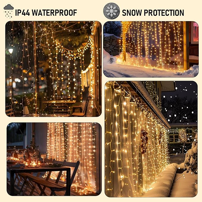 Dazzle Bright 300 LED Curtain Lights, Plug in Fairy Curtain Lights - Image 7