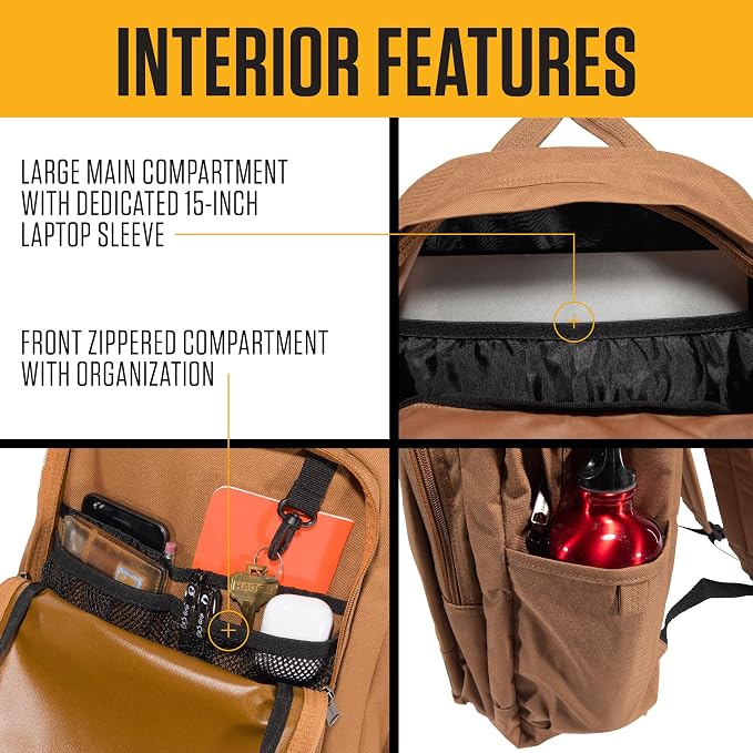 Carhartt 25L Classic Laptop Backpack, Durable Water-Resistant Pack W/ 15" - Image 3