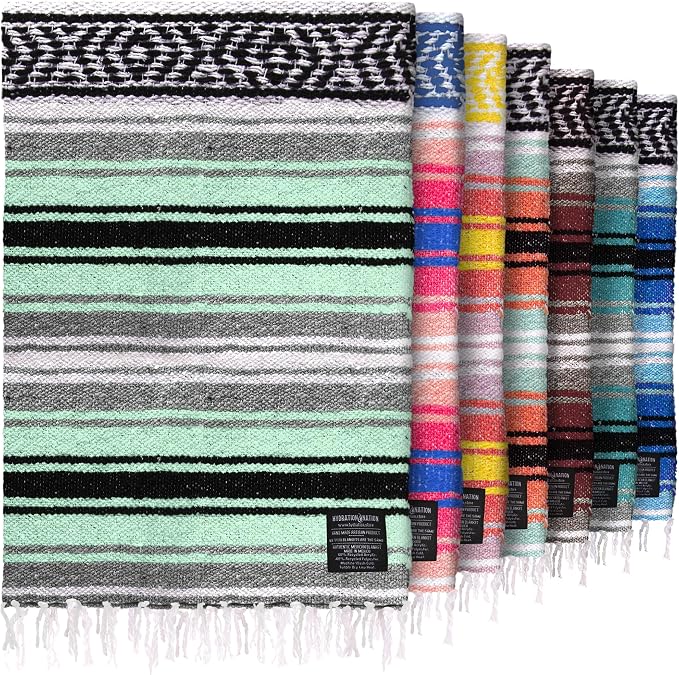 Hydration Nation Authentic Extra Large Mexican Blanket by ZulayKitchen