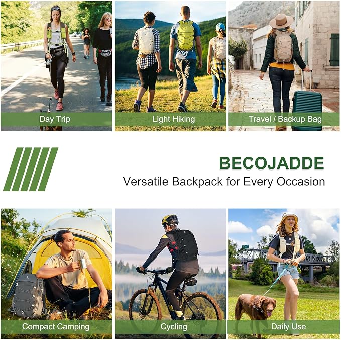 BECOJADDE Hiking Backpack 20L Small Backpack Packable Day pack Water Resistant - Image 8