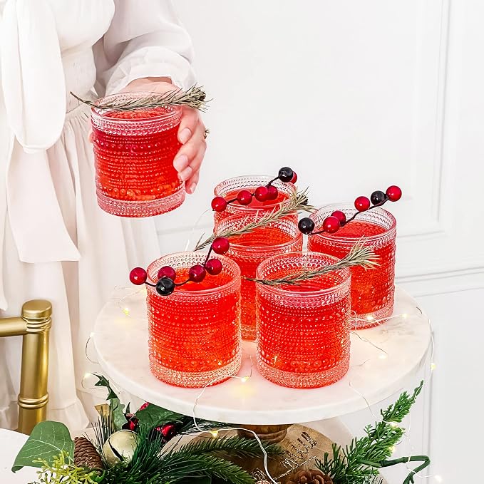Kate Aspen Beaded Drinking Glasses Set of 6, 10 oz Retro Vintage Glassware - Image 4