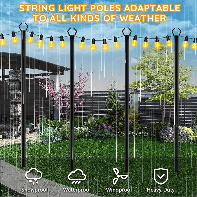 AHRLHR 7 Pack String Light Poles, Poles - Image 6