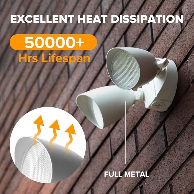 UME 2-Packs 2500 Lumen 32 Watt 28 LED Dual-Head Floodlight Outdoor, Full Metal - Image 5