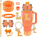 9PCS Orange for Stanley Cup Accessories Set Bling Initials Bow Charms for by Unknown