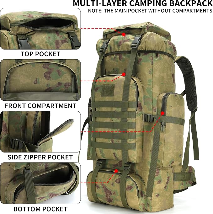 Hiking Backpack for Men 70L/100L Camping Backpack Military Rucksack Molle 3 - Image 3