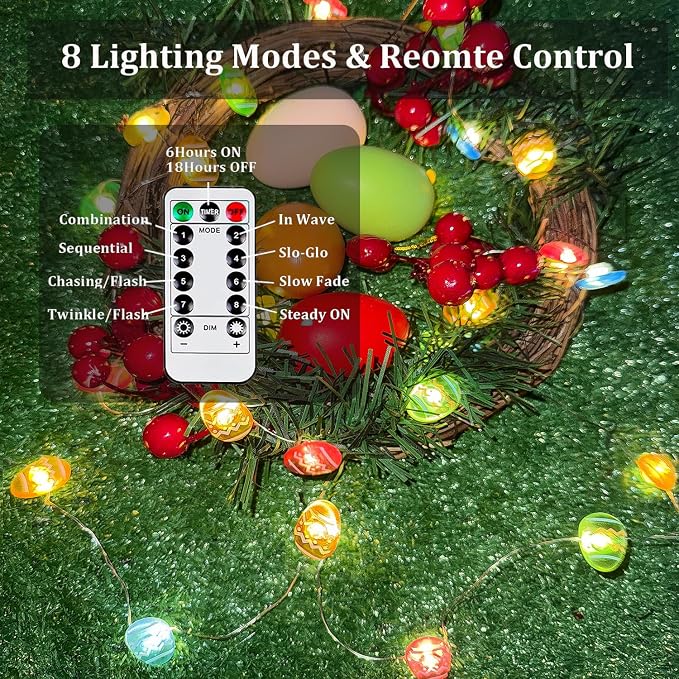 Easter Decorations Easter Egg Lights, Pastel Fairy Lights Battery Operated - Image 3