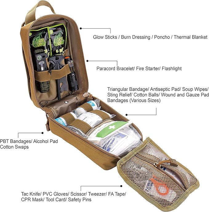 EVERLIT 250 Pieces Survival First Aid Kit IFAK EMT Molle Pouch Survival Kit - Image 2