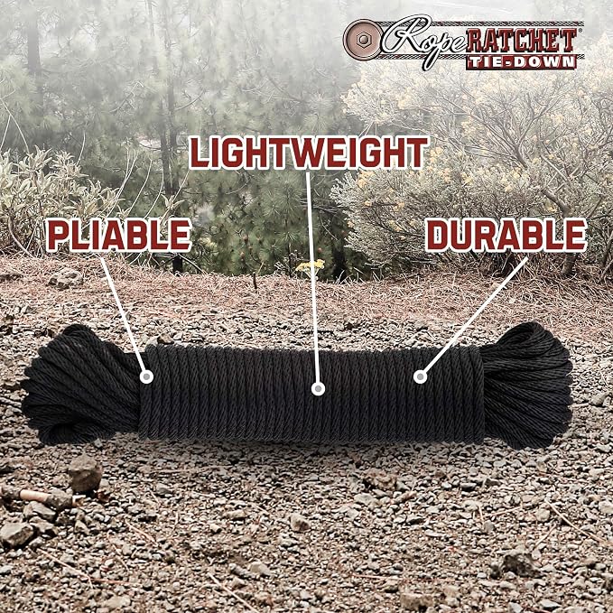 Rope Ratchet 1/8" 50 ft Braided Polyester Utility Cord, Weather Resistant - Image 3