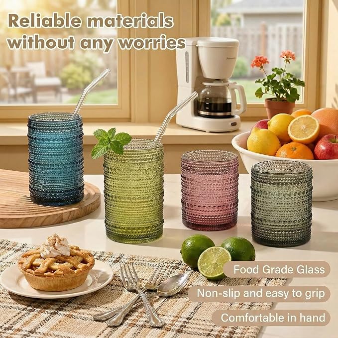 HomeVogue 15oz Colored Hobnail Drinking Glasses - Image 2