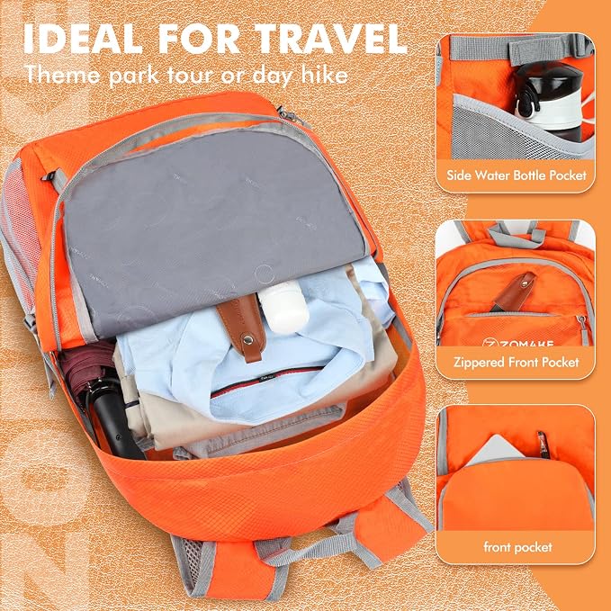 ZOMAKE Lightweight Packable Backpack 30L, Foldable Hiking Backpacks Water - Image 4