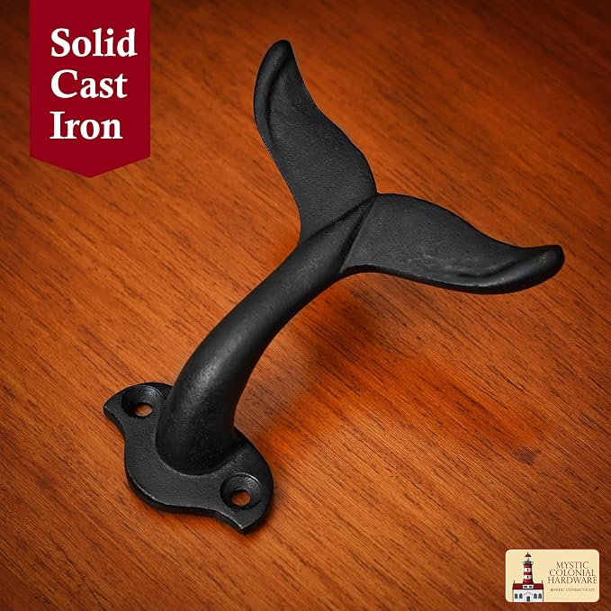 Mystic Colonial Rustic Cast Iron Wall Hanger, Heavy Duty Fish Tail Style Retro - Image 2