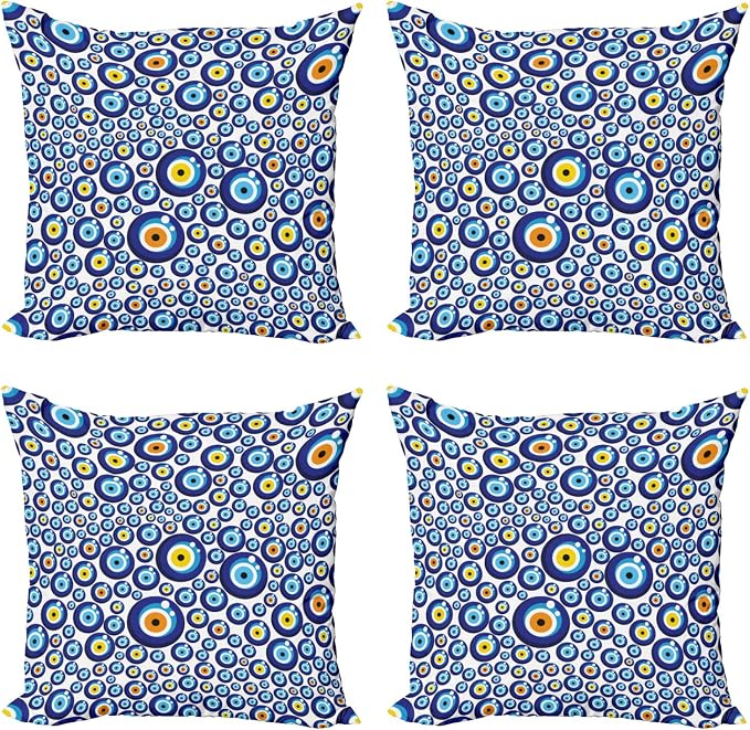 Ambesonne Evil Eye Throw Pillow Cushion Case Pack of 4, Traditional Turkish by Ambesonne