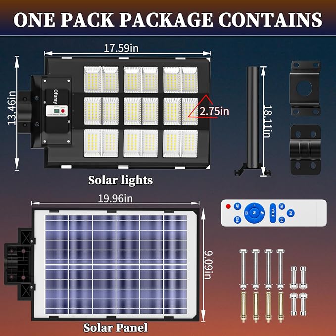 Ofuray Solar Street Lights Outdoor, Solar Security Flood Lights Parking Lot - Image 6
